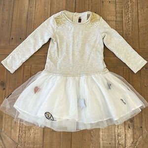 Catimini sparkle tulle patch sweatshirt dress